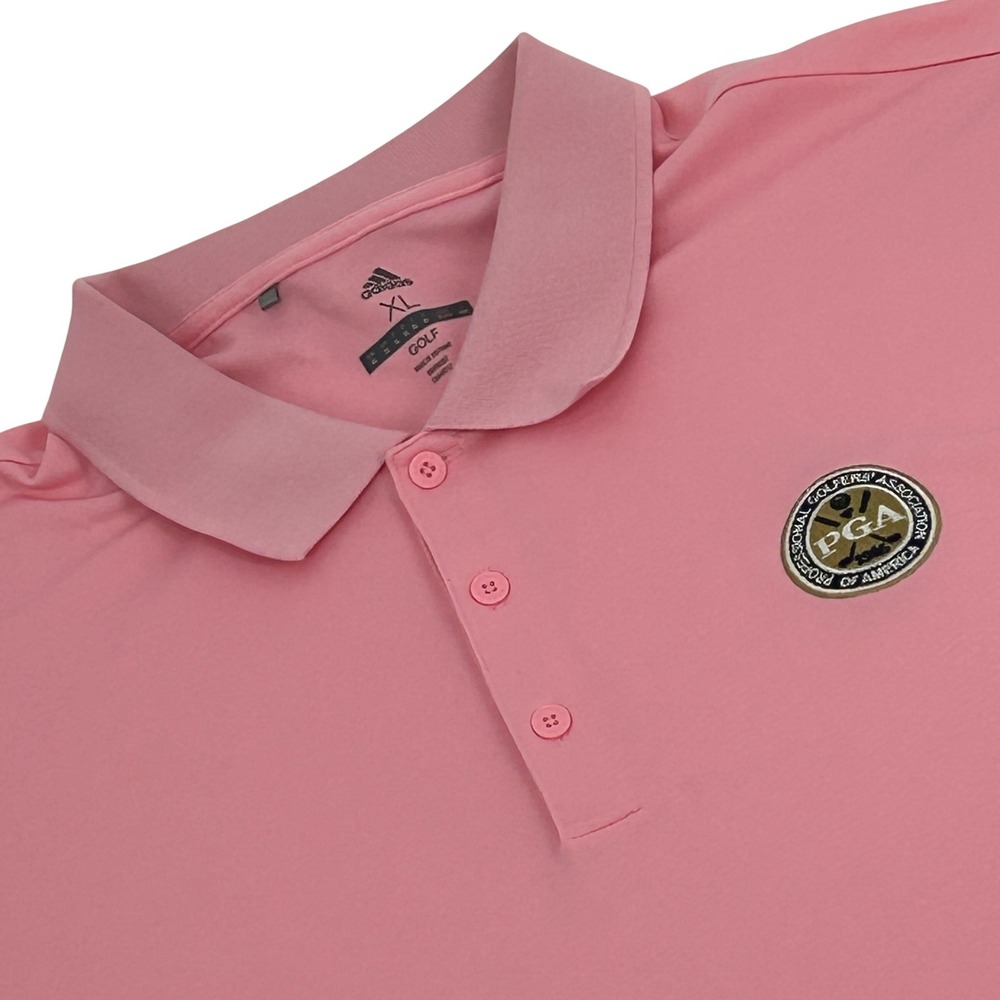 Adidas Golf Polo Shirt Men XL Pink PGA Logo Short Sleeve Performance Sporty